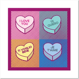 Pop Art love in any language Candy Hearts Posters and Art